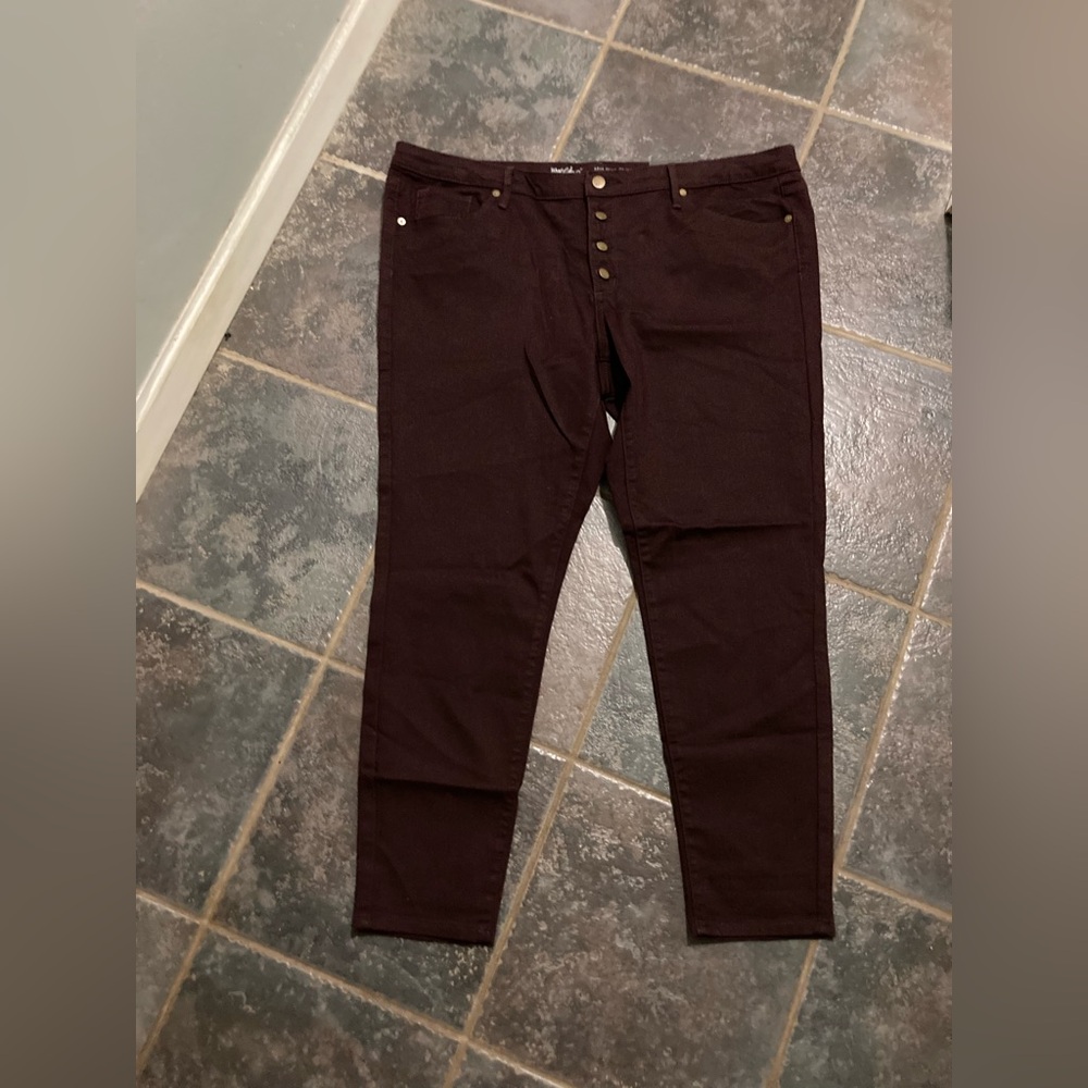 Mossimo Women’s Mid-Rise Super Stretch Skinny Jeans Burgundy Size 18